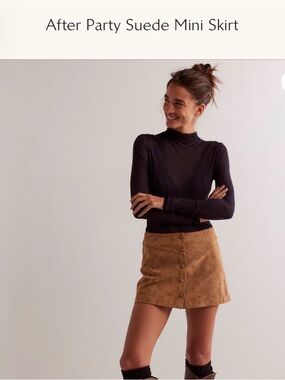 Free People After Party Suede Mini Skirt in Camel